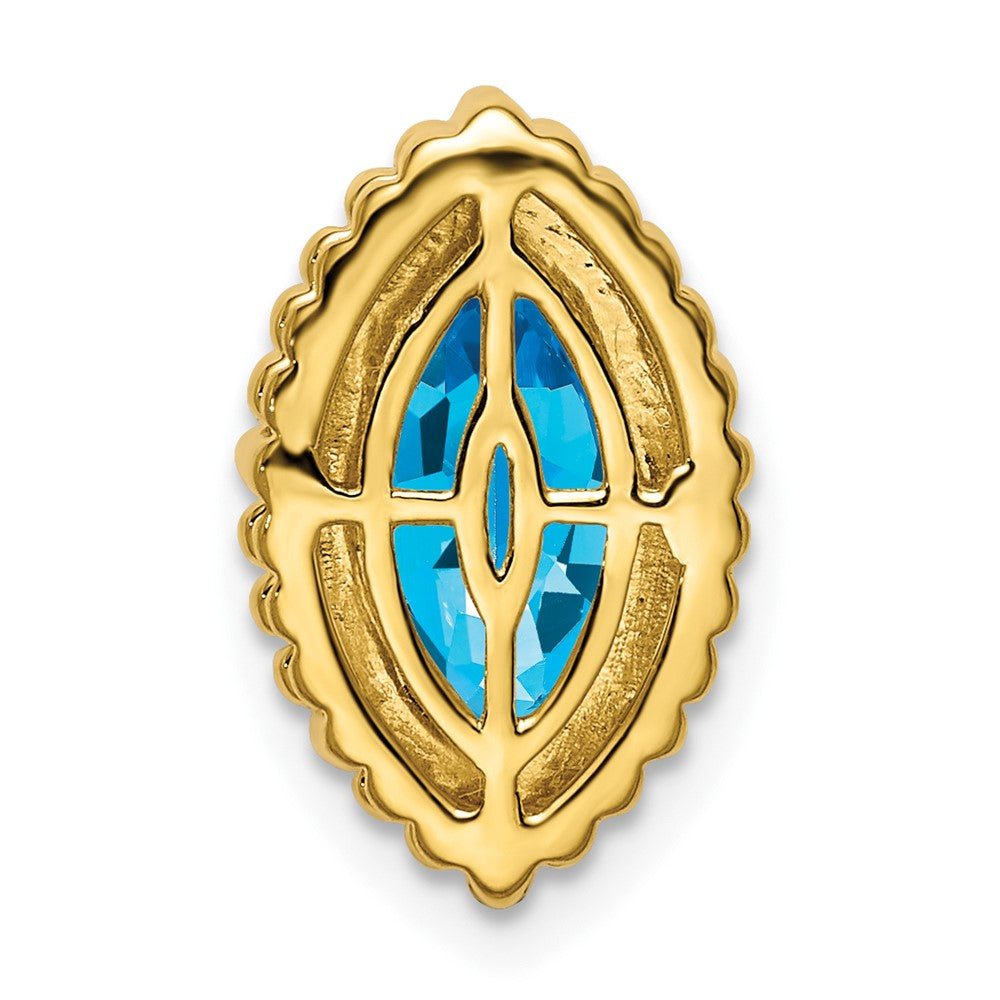 14K Yellow Gold Marquise Blue Topaz Chain Slide