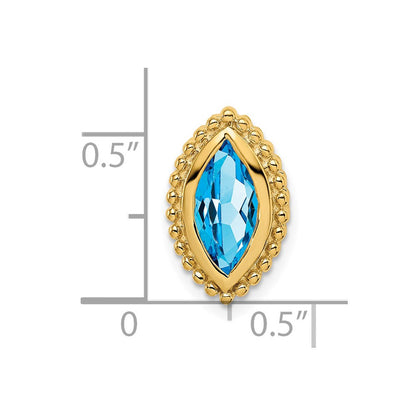 14K Yellow Gold Marquise Blue Topaz Chain Slide