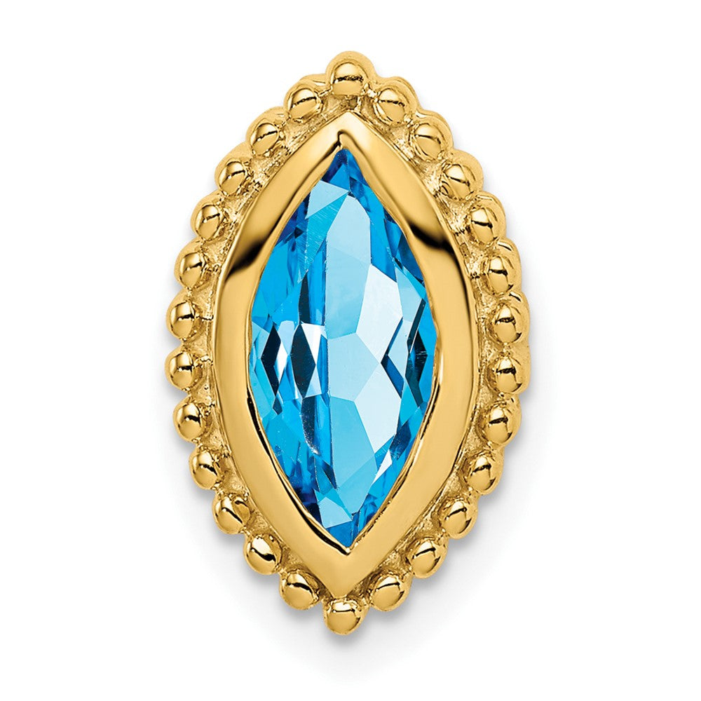 14K Yellow Gold Marquise Blue Topaz Chain Slide