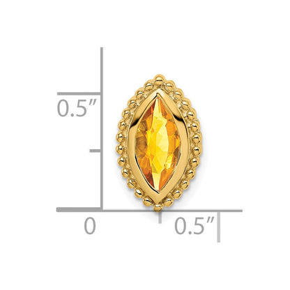 14K Yellow Gold Marquise Citrine Chain Slide