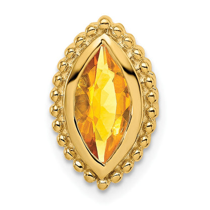 14K Yellow Gold Marquise Citrine Chain Slide