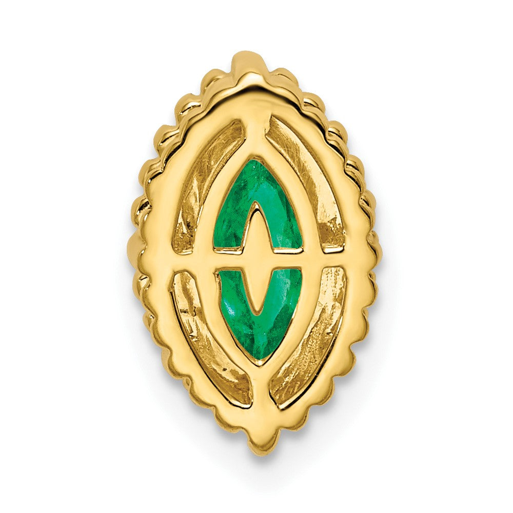 14K Yellow Gold Marquise Emerald Chain Slide