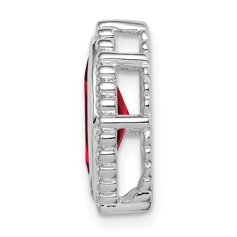 14k White Gold Marquise Garnet Chain Slide