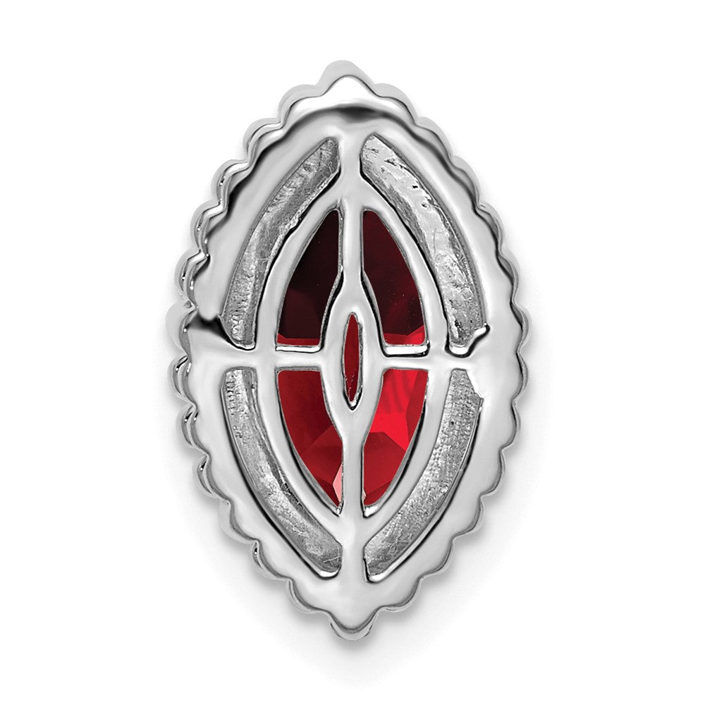 14k White Gold Marquise Garnet Chain Slide