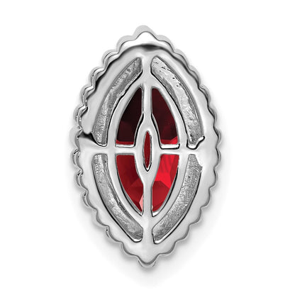 14k White Gold Marquise Garnet Chain Slide