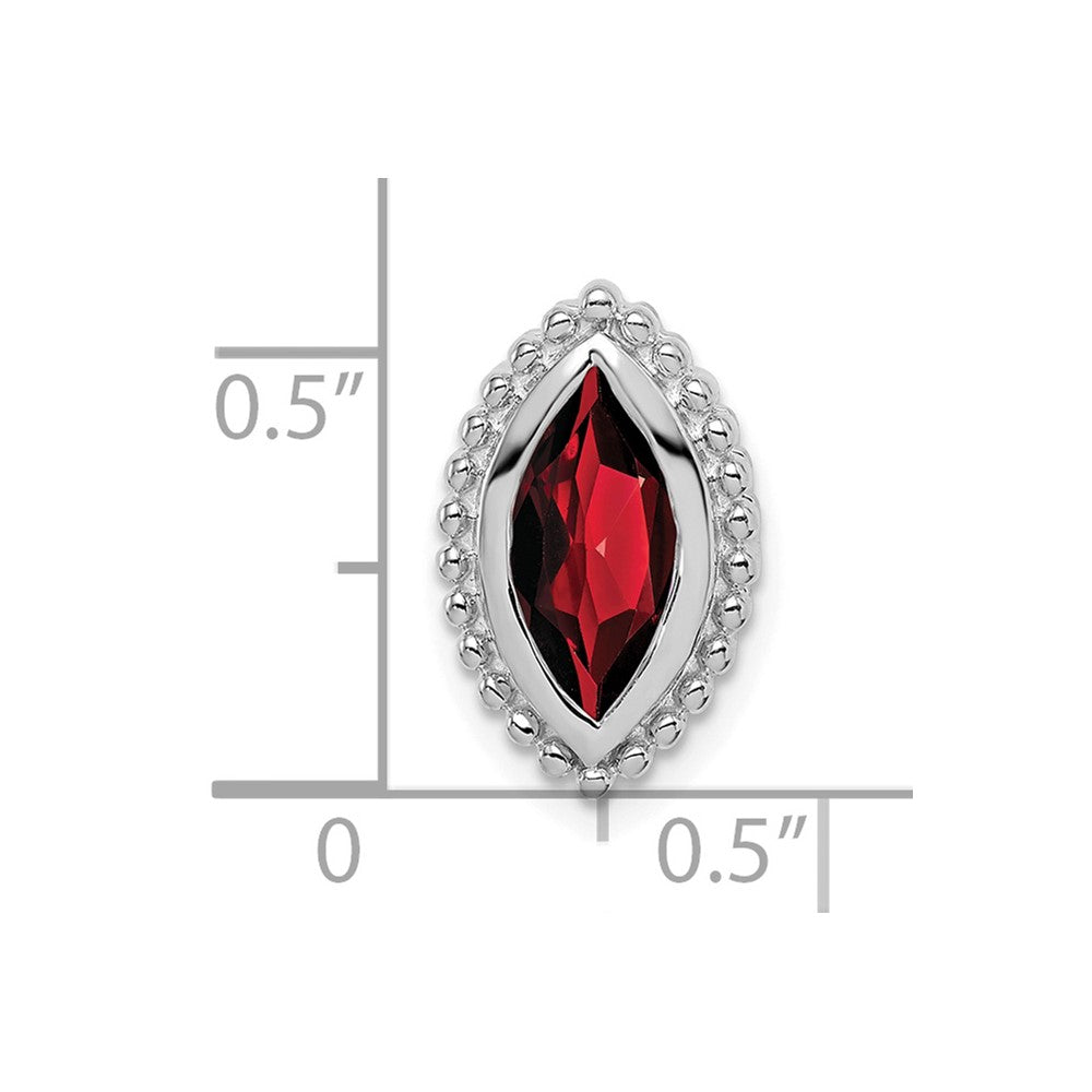 14k White Gold Marquise Garnet Chain Slide