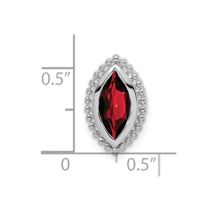 14k White Gold Marquise Garnet Chain Slide