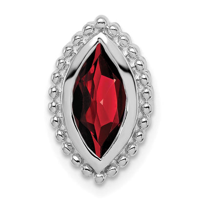 14k White Gold Marquise Garnet Chain Slide