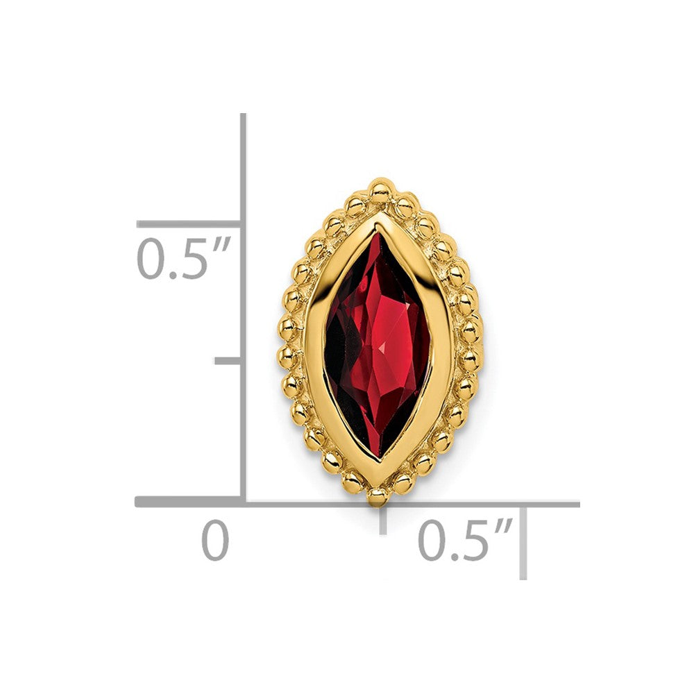 14K Yellow Gold Marquise Garnet Chain Slide