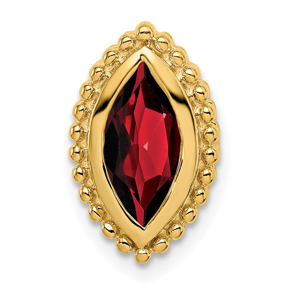 14K Yellow Gold Marquise Garnet Chain Slide