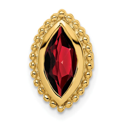 14K Yellow Gold Marquise Garnet Chain Slide