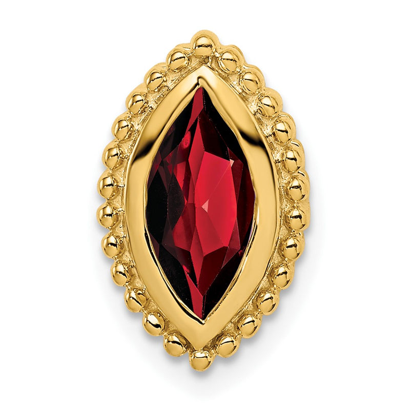 14K Yellow Gold Marquise Garnet Chain Slide