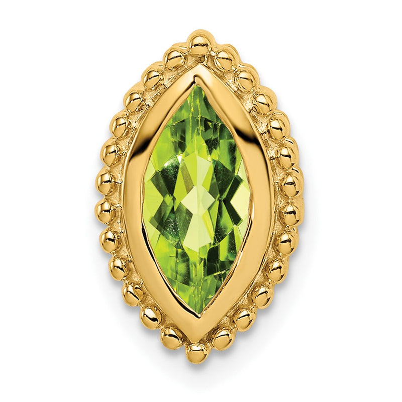 14K Yellow Gold Marquise Peridot Chain Slide