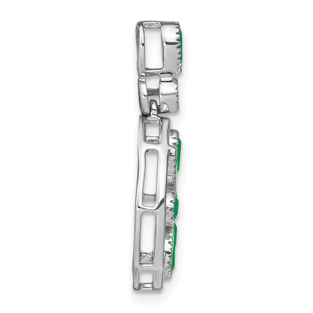 14k White Gold Emerald and Real Diamond Pendant
