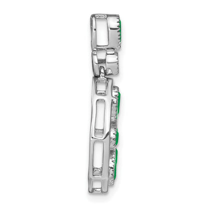 14k White Gold Emerald and Real Diamond Pendant
