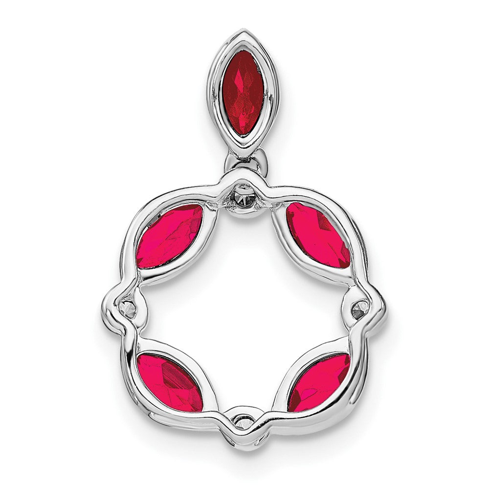 14k White Gold Ruby and Real Diamond Pendant