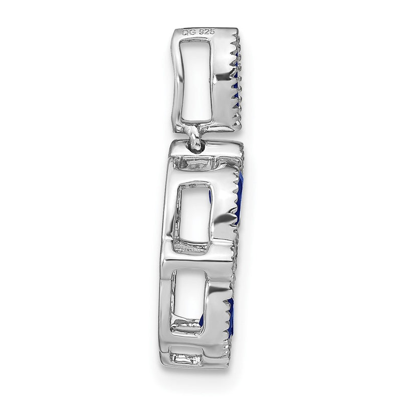 14k White Gold Marquise Sapphire and Real Diamond Pendant