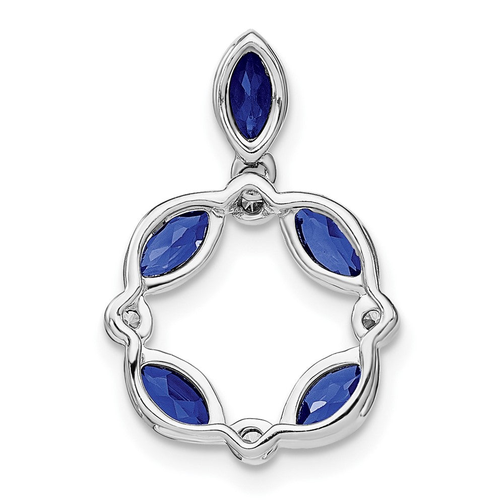 14k White Gold Marquise Sapphire and Real Diamond Pendant