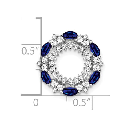 14k White Gold Sapphire and Real Diamond Circle Chain Slide