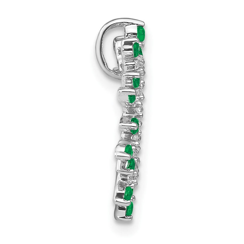 14k White Gold Emerald and Real Diamond Snowflake Chain Slide