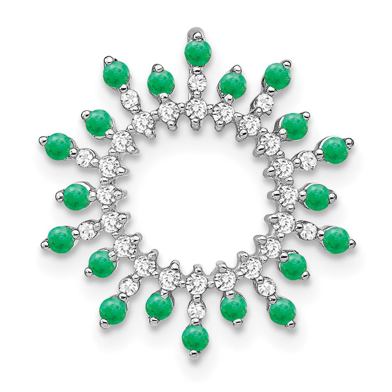 14k White Gold Emerald and Real Diamond Snowflake Chain Slide