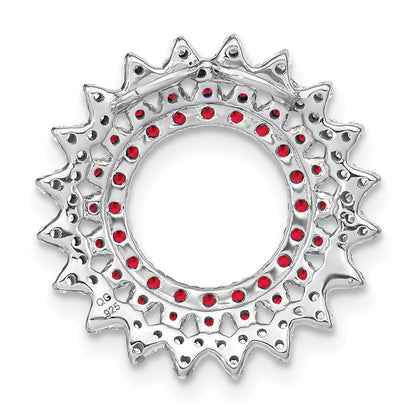 14k White Gold Ruby and Real Diamond Sunburst Chain Slide