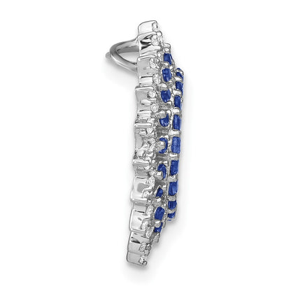 14k White Gold Sapphire and Real Diamond Sunburst Chain Slide