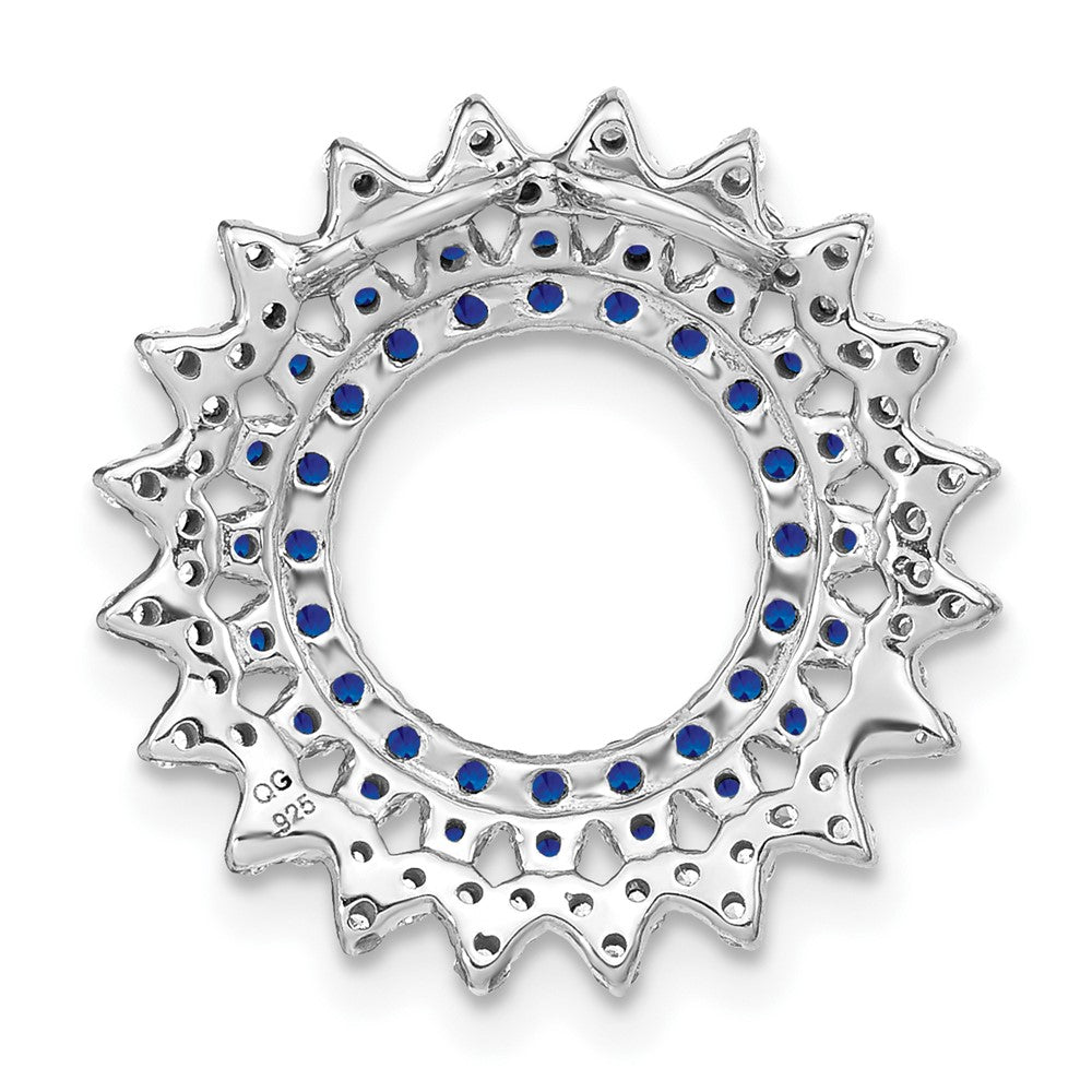 14k White Gold Sapphire and Real Diamond Sunburst Chain Slide
