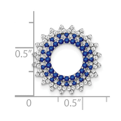 14k White Gold Sapphire and Real Diamond Sunburst Chain Slide
