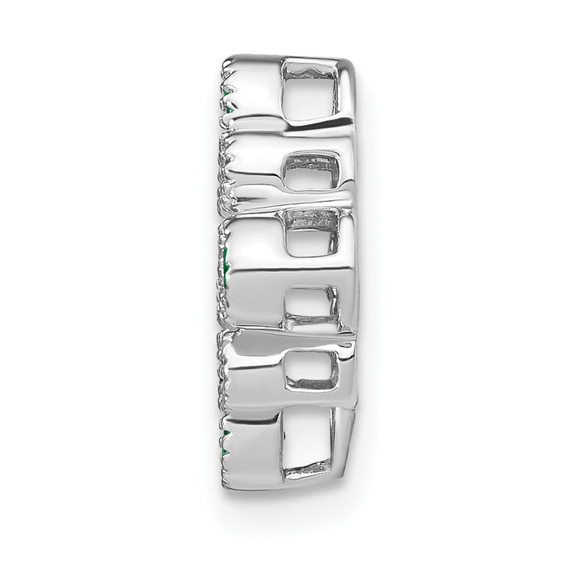 14k White Gold Emerald and Real Diamond Chain Slide