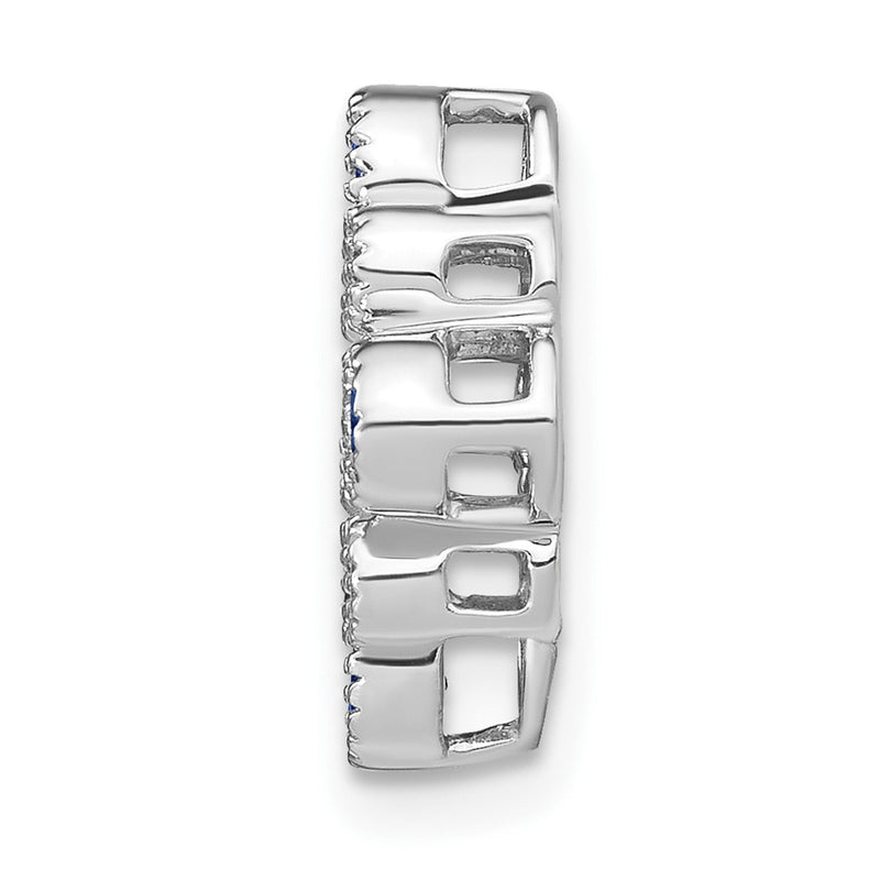 14k White Gold Sapphire and Real Diamond Chain Slide