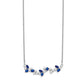 14k White Gold Sapphire and Real Diamond 18in. Floral Bar Necklace