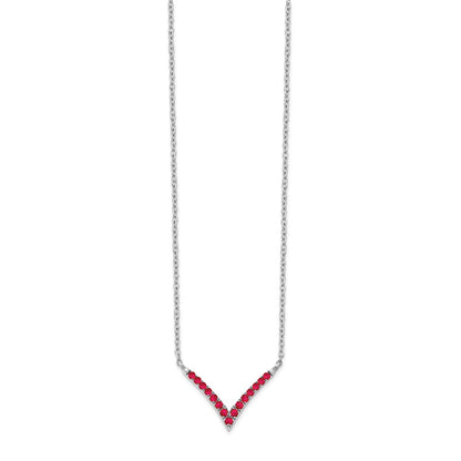 14k White Gold Ruby 18in. V-Necklace
