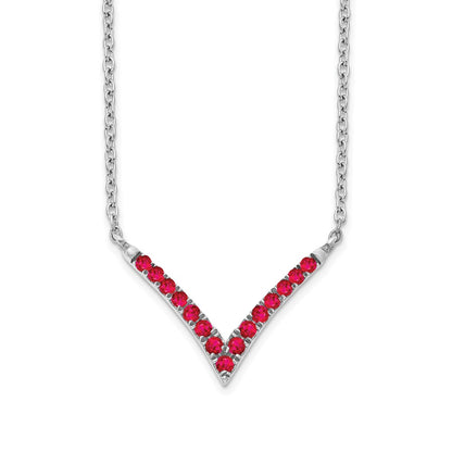 14k White Gold Ruby 18in. V-Necklace
