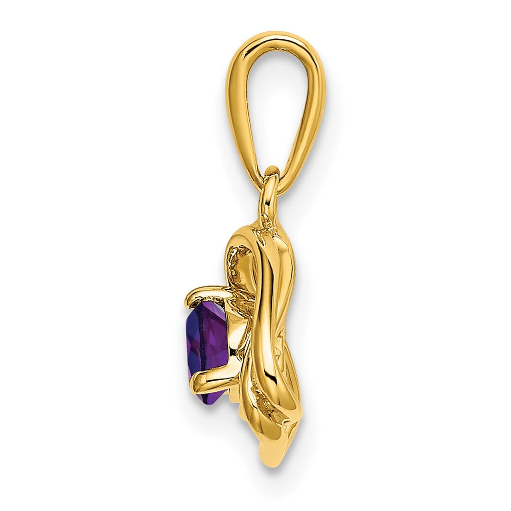 14K Yellow Gold Amethyst Triangle Pendant
