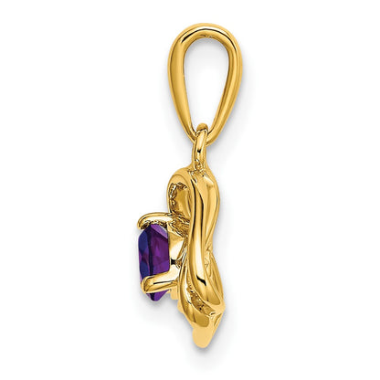 14K Yellow Gold Amethyst Triangle Pendant