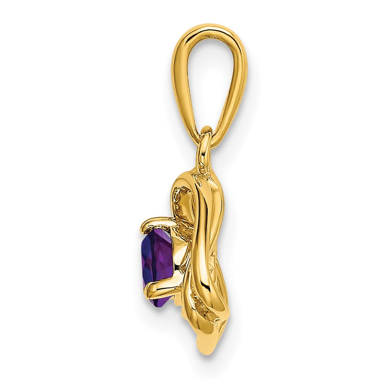 14K Yellow Gold Amethyst Triangle Pendant