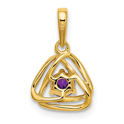 14K Yellow Gold Amethyst Triangle Pendant