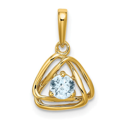 14K Yellow Gold Aquamarine Triangle Pendant