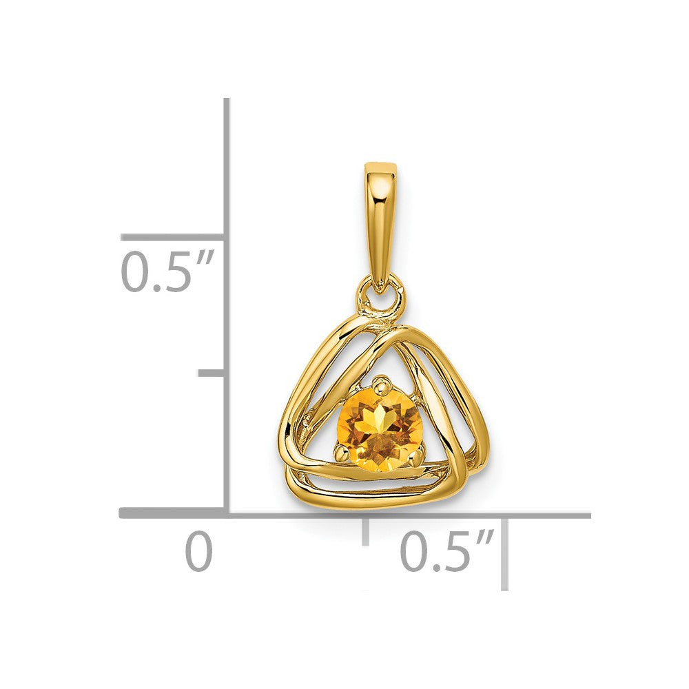 14K Yellow Gold Citrine Triangle Pendant