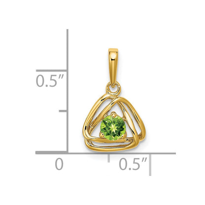 14K Yellow Gold Peridot Triangle Pendant