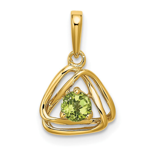 14K Yellow Gold Peridot Triangle Pendant