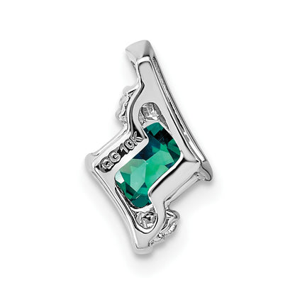 Sterling Silver Antique Cushion Cr. Alexandrite and Real Diamond Pendant