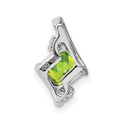 Sterling Silver Antique Cushion Peridot and Real Diamond Pendant