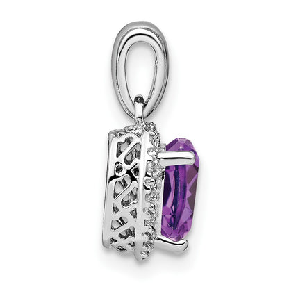 Sterling Silver Amethyst and Real Diamond Pendant