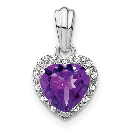 Sterling Silver Amethyst and Real Diamond Pendant