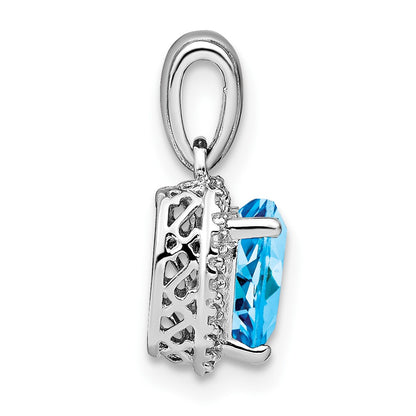 Sterling Silver Blue Topaz and Real Diamond Pendant