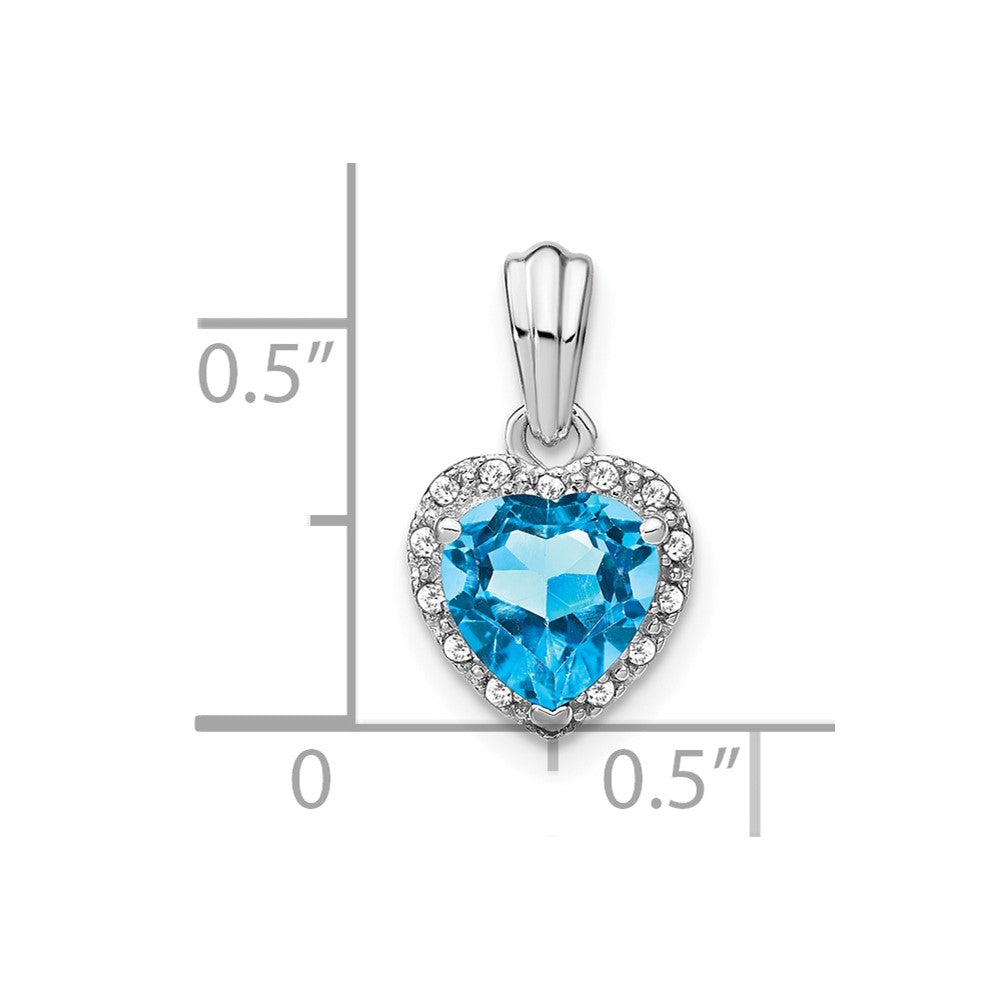 Sterling Silver Blue Topaz and Real Diamond Pendant