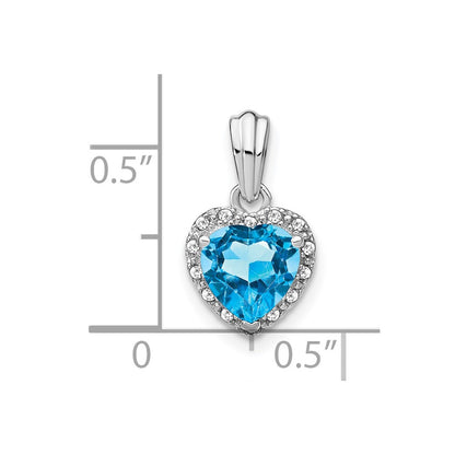 Sterling Silver Blue Topaz and Real Diamond Pendant
