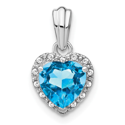 Sterling Silver Blue Topaz and Real Diamond Pendant